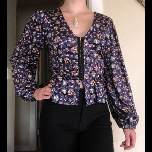 Topshop Velvet Floral Shirt